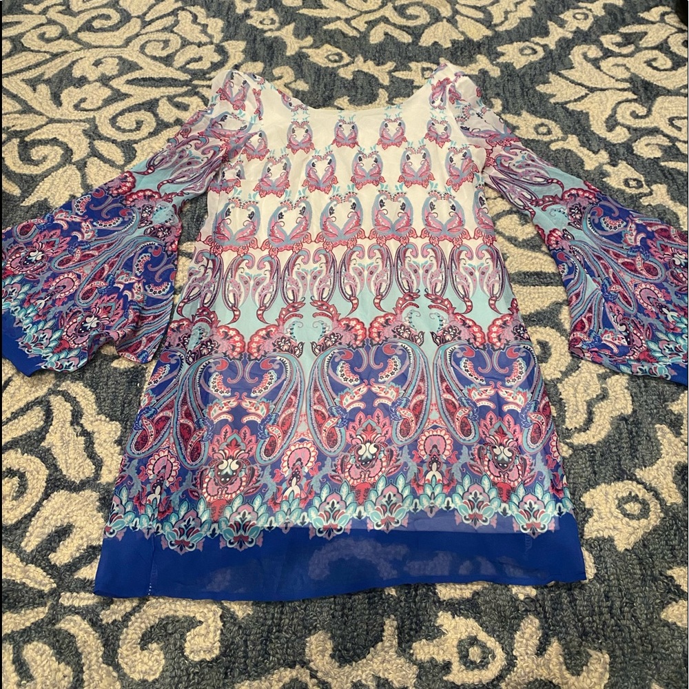 Pink Owl Apparel dress with long bell sleeves in size S
